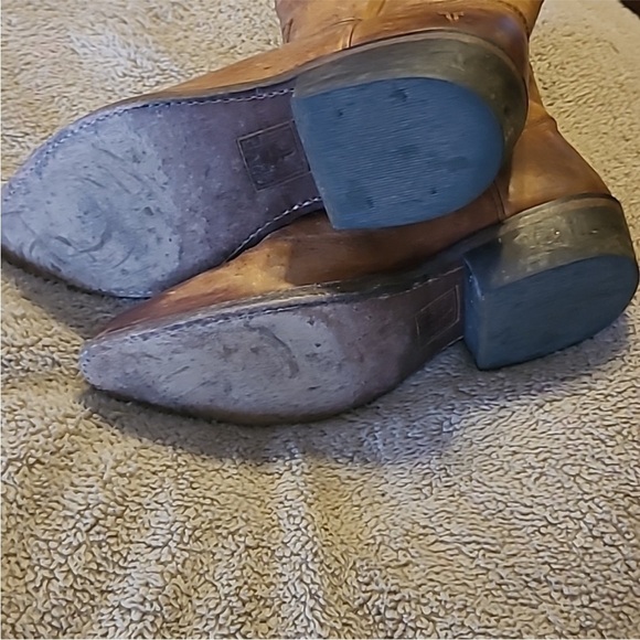 Frye Billy Short Pull On Cognac Brown Leather Southern Cowboy Ankle boots 6.5 - Picture 10 of 12